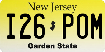 NJ license plate I26POM