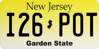 NJ license plate I26POT