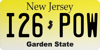 NJ license plate I26POW