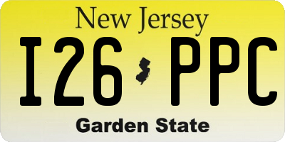 NJ license plate I26PPC