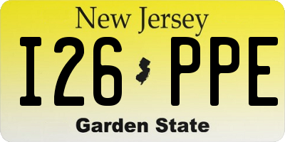 NJ license plate I26PPE