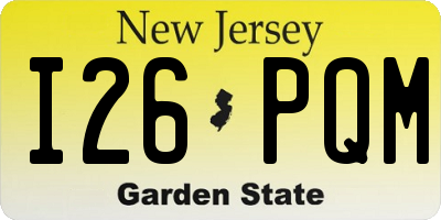 NJ license plate I26PQM