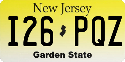 NJ license plate I26PQZ