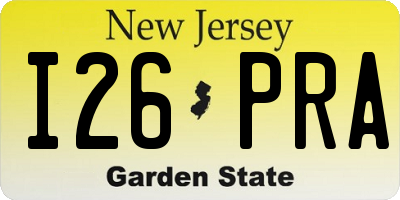 NJ license plate I26PRA