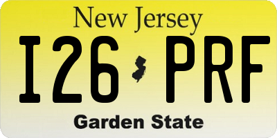 NJ license plate I26PRF