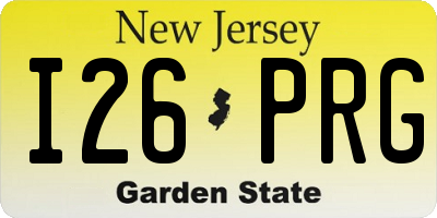 NJ license plate I26PRG