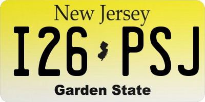 NJ license plate I26PSJ
