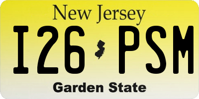 NJ license plate I26PSM