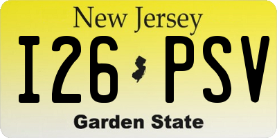 NJ license plate I26PSV
