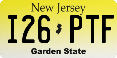 NJ license plate I26PTF