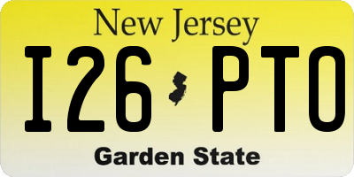 NJ license plate I26PTO