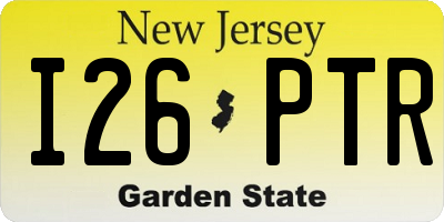 NJ license plate I26PTR
