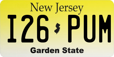 NJ license plate I26PUM
