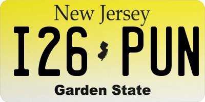NJ license plate I26PUN