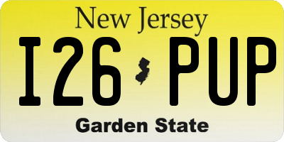 NJ license plate I26PUP