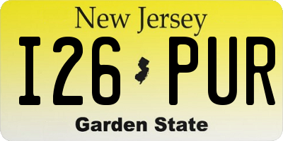 NJ license plate I26PUR