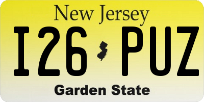NJ license plate I26PUZ