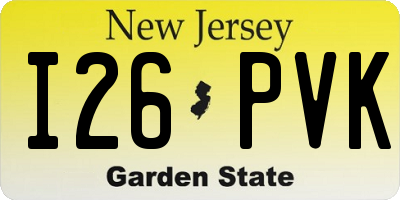 NJ license plate I26PVK