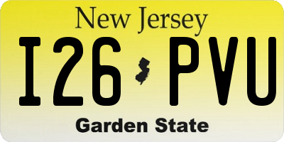NJ license plate I26PVU