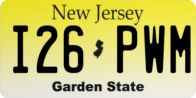 NJ license plate I26PWM