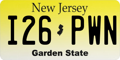 NJ license plate I26PWN
