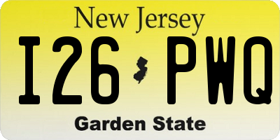 NJ license plate I26PWQ