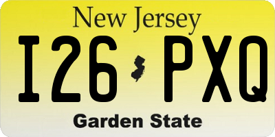 NJ license plate I26PXQ