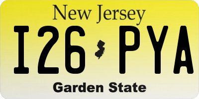 NJ license plate I26PYA