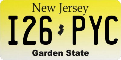 NJ license plate I26PYC