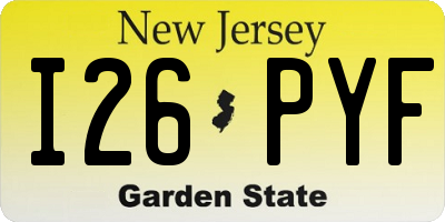 NJ license plate I26PYF