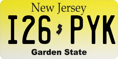 NJ license plate I26PYK