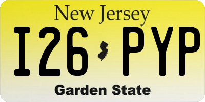 NJ license plate I26PYP
