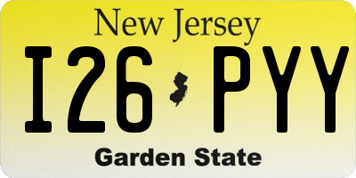 NJ license plate I26PYY