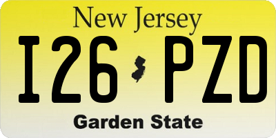 NJ license plate I26PZD