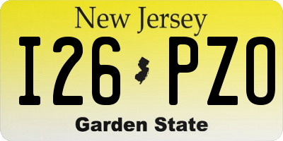 NJ license plate I26PZO