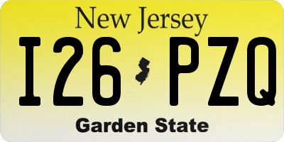 NJ license plate I26PZQ