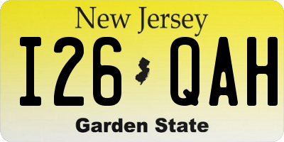 NJ license plate I26QAH