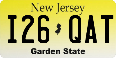 NJ license plate I26QAT