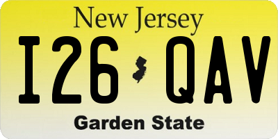 NJ license plate I26QAV