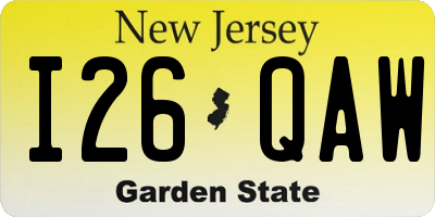 NJ license plate I26QAW