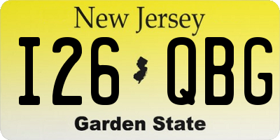 NJ license plate I26QBG