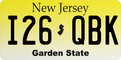NJ license plate I26QBK