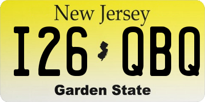 NJ license plate I26QBQ