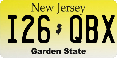NJ license plate I26QBX