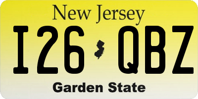 NJ license plate I26QBZ