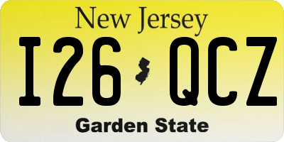 NJ license plate I26QCZ