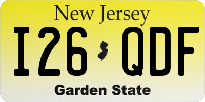 NJ license plate I26QDF