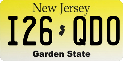 NJ license plate I26QDO