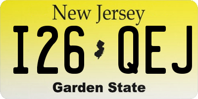 NJ license plate I26QEJ
