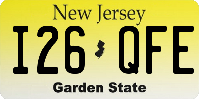 NJ license plate I26QFE